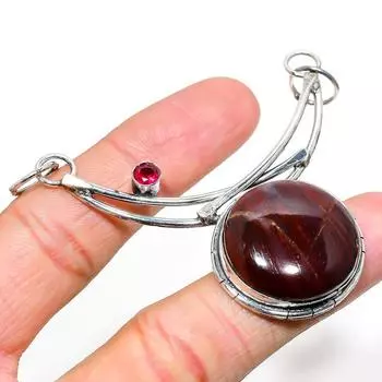 Подвеска из натурального красного змеиного змеиного змея, розового рубиллита из стерлингового серебра 925 пробы 2,68 дюйма D3Y75