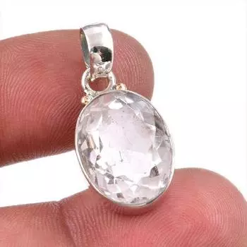 Подвеска из натурального кристалла кварца, ручная работа, из цельного серебра 925 пробы, 1,25 дюйма, F2O28