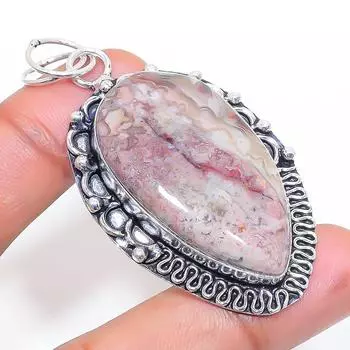 Подвеска из натурального кружевного агата Laguna из стерлингового серебра 925 пробы 2,44 дюйма t5P96