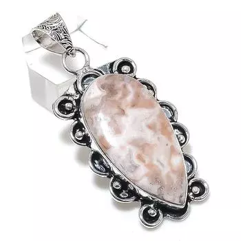 Подвеска из натурального кружевного агата Laguna из стерлингового серебра 925 пробы 2,25 дюйма p1b26