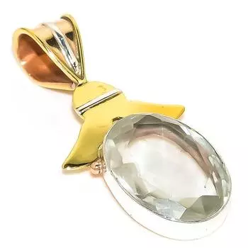 Подвеска из натурального кварца двухцветная из стерлингового серебра 925 пробы 1,50 g2H41