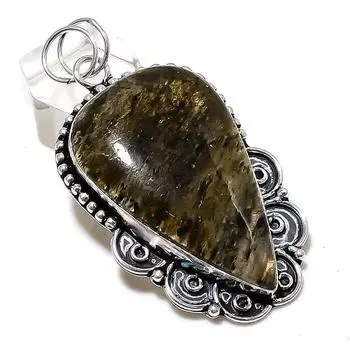 Подвеска из натурального кварца лодолита из стерлингового серебра 925 пробы 2,56 дюйма w3R05