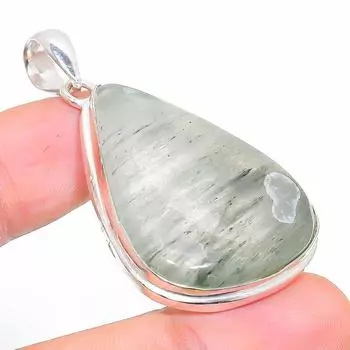Подвеска из натурального кварца лодолита ручной работы из стерлингового серебра 925 пробы 2,05 дюйма o6r40