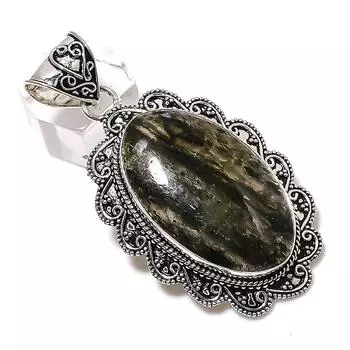 Подвеска из натурального кварца лодолита ручной работы из стерлингового серебра 925 пробы 2,56 дюйма u1B37
