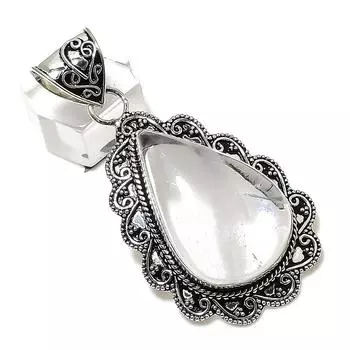 Подвеска из натурального кварцевого камня ручной работы из стерлингового серебра 925 пробы 2,44 дюйма b5m90