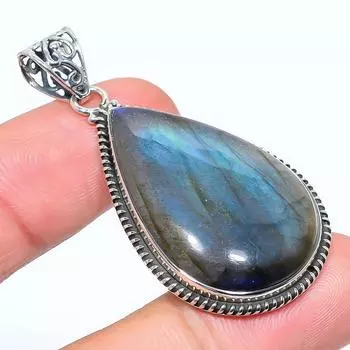 Подвеска из натурального лабрадорита из стерлингового серебра 925 пробы 2,05 дюйма M8m12