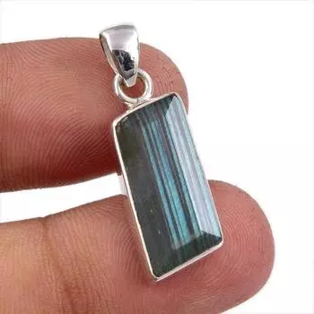 Подвеска из натурального лабрадорита из стерлингового серебра 925 пробы 1,25 дюйма o6w15