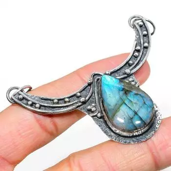 Подвеска из натурального лабрадорита, ручная работа, серебро 925 пробы, 2,44 дюйма, d5T66