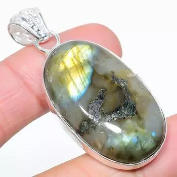 Подвеска из натурального лабрадорита, ручная работа, серебро 925 пробы, 2,01 дюйма, J2s34