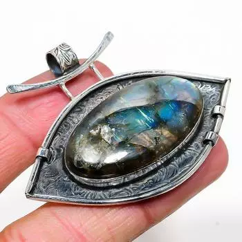 Подвеска из натурального лабрадорита, ручная работа, серебро 925 пробы, 1,85 дюйма, k8J28
