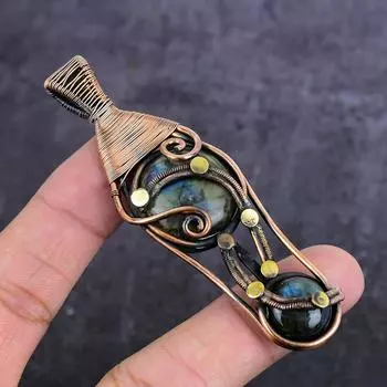 Подвеска из натурального лабрадорита с медной проволокой 3,55 дюйма z8b99