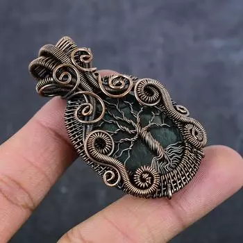 Подвеска из натурального лабрадорита с медной проволокой 2,44 дюйма L3F59