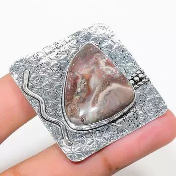 Подвеска из натурального лагунного кружевного агата из стерлингового серебра 925 пробы 1,62 дюйма O7e59