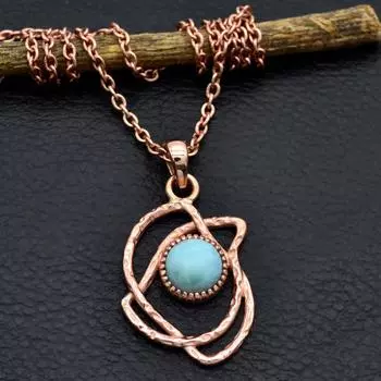 Подвеска из натурального ларимара из розового золота с цепочкой из стерлингового серебра 925 пробы, женские украшения розового золота