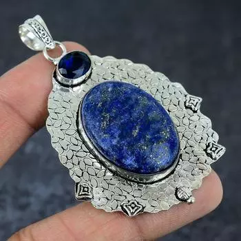 Подвеска из натурального лазурита и топаза из стерлингового серебра 925 пробы 2,84 дюйма z2F74