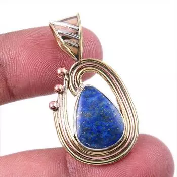 Подвеска из натурального лазурита из стерлингового серебра 925 пробы в двухцветном исполнении 1,50 дюйма p6o03