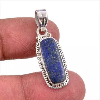Подвеска из натурального лазурита из стерлингового серебра 925 пробы 1,50 дюйма A4b25