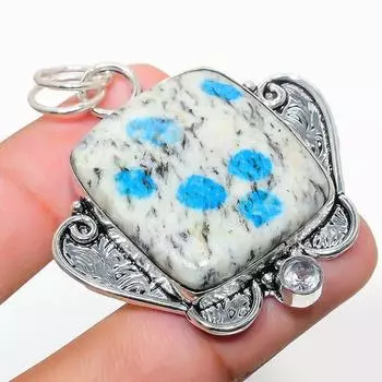 Подвеска из натурального лазурита K2, белого топаза из стерлингового серебра 925 пробы 2,13 дюйма Q4j21