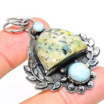 Подвеска из натурального лазурита K2 Blue, драгоценного камня Ларимар из стерлингового серебра 925 пробы 2,17 дюйма u9w25