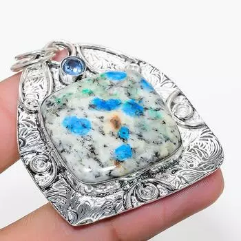 Подвеска из натурального лазурита K2, голубого топаза из стерлингового серебра 925 пробы 2,17 дюйма Q8j39