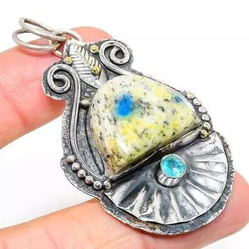 Подвеска из натурального лазурита K2, голубого топаза из стерлингового серебра 925 пробы 2,52 дюйма g2V75