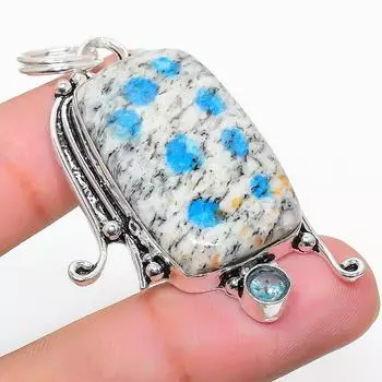 Подвеска из натурального лазурита K2, голубого топаза из стерлингового серебра 925 пробы 2,17 дюйма L9f89