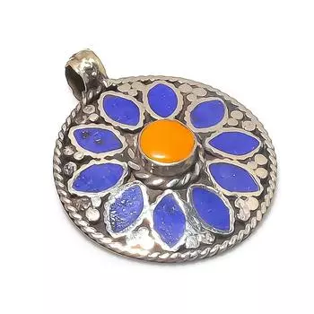 Подвеска из натурального лазурита, оникса, стерлингового серебра 925 пробы, 1,97 дюйма, k5C95