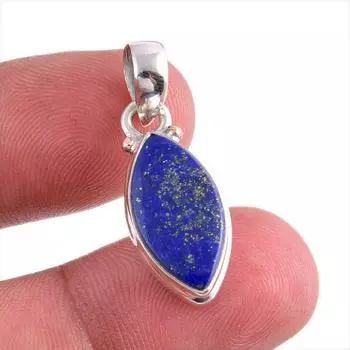 Подвеска из натурального лазурита ручной работы из чистого серебра 925 пробы 1,25 дюйма o8D74