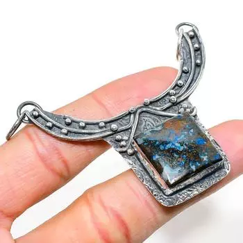 Подвеска из натурального лазурита ручной работы из стерлингового серебра 925 пробы 2,44 дюйма M0G21