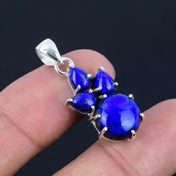 Подвеска из натурального лазурита, серебро 925 пробы, подвеска с дизайном зубца, подвеска ручной работы, ювелирный подарок на День святого Валентина синий