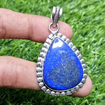 Подвеска из натурального лазурита, серебряная подвеска 925 пробы, подвеска из драгоценного камня в форме груши, подарок для нее синий