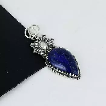 Подвеска из натурального лазурита, стерлинговое серебро 925 пробы — дизайн ручной работы, повседневные украшения, уникальная подвеска из лазурита, подарки на День отца 2.95 синий