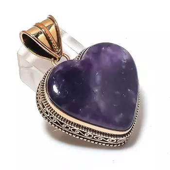 Подвеска из натурального лепидолита, медная, ручная работа, 1,85 дюйма, r7f79