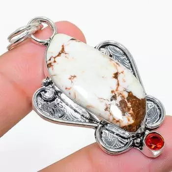 Подвеска из натурального лимонного хризопраза и граната из стерлингового серебра 925 пробы 2,32 дюйма o9R33