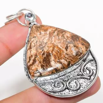 Подвеска из натурального лимонного хризопраза и белого топаза из стерлингового серебра 925 пробы 2,68 дюйма j8S35