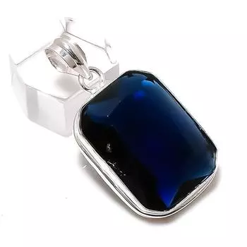 Подвеска из натурального лондонского голубого топаза ручной работы из стерлингового серебра 925 пробы 1,58 дюйма B8b89