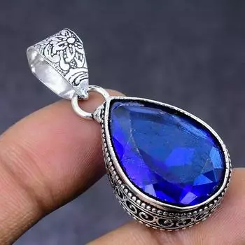 Подвеска из натурального лондонского голубого топаза из серебра 925 пробы 1,77 дюйма g6e88