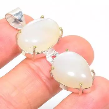 Подвеска из натурального лунного камня ручной работы из стерлингового серебра 925 пробы 1,77 дюйма I5p89