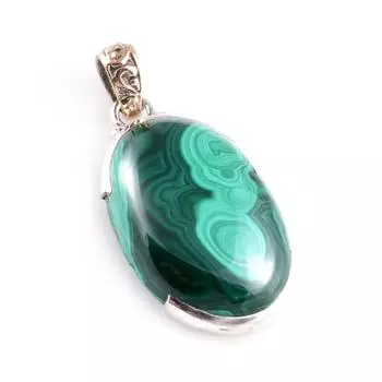 Подвеска из натурального малахита из стерлингового серебра 925 пробы в двух тонах 1,6 k4Q29