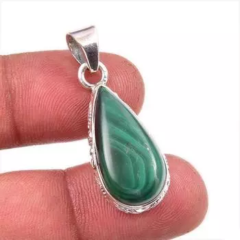 Подвеска из натурального малахита, ручная работа, из стерлингового серебра 925 пробы, 1,5 дюйма, s5A98
