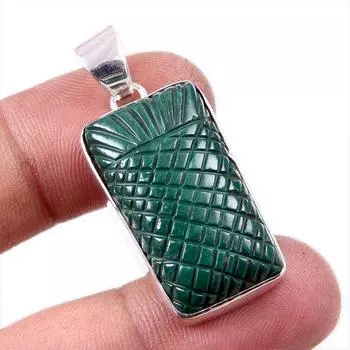 Подвеска из натурального малахита, ручная работа, из стерлингового серебра 925 пробы, 1,75 дюйма, c5S30