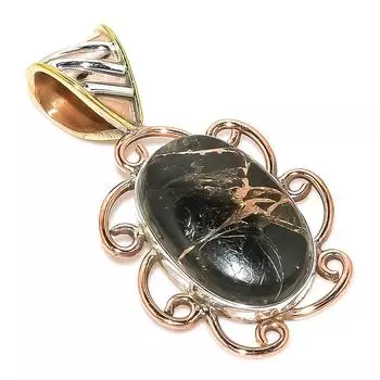 Подвеска из натурального медно-бирюзового двухцветного стерлингового серебра 925 пробы 1,25 дюйма o7c67