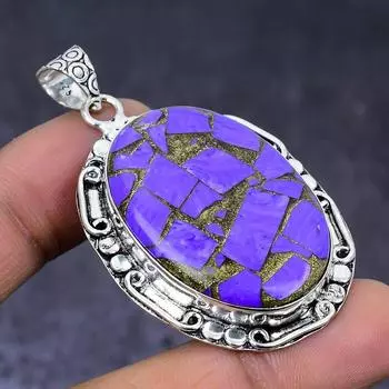 Подвеска из натурального медного фиолетового бирюзового камня 925 пробы из серебра 2,17 дюйма o1R54