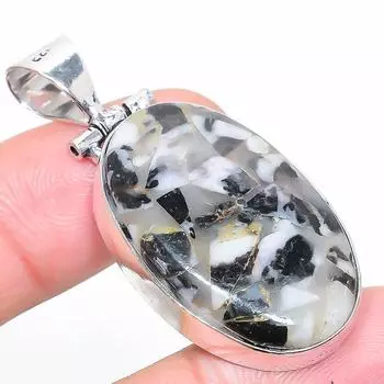 Подвеска из натурального медного камня «зебра яшма» из стерлингового серебра 925 пробы 1,97 дюйма m0D88