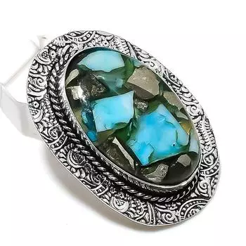 Подвеска из натурального медного ларимара из стерлингового серебра 925 пробы 1,97 дюйма c0E46