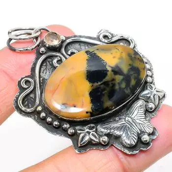 Подвеска из натурального медового дендритного дымчатого топаза из стерлингового серебра 925 пробы 2,52 дюйма s4r44