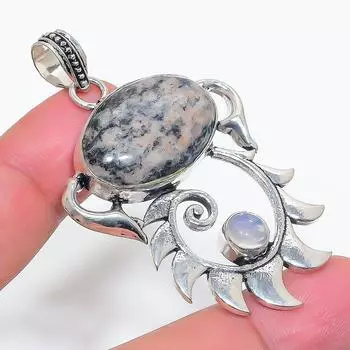 Подвеска из натурального медового дендритного опала из стерлингового серебра 925 пробы 2,36 дюйма j8w41
