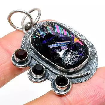 Подвеска из натурального мексиканского стекла Dico, драгоценного камня топаза из стерлингового серебра 925 пробы 1,89 дюйма B3F91