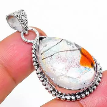 Подвеска из натурального мексиканского стекла дико из стерлингового серебра 925 пробы 1,69 дюйма P2Z16