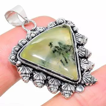 Подвеска из натурального мха пренит из стерлингового серебра 925 пробы 1,69 дюйма e5S81